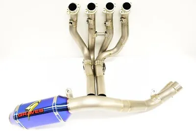 GravesYamaha R1 Superbike Full Titanium Exhaust System - ElecTrick BLUE Silencer • $3149.10