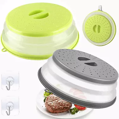 2PCS Collapsible Microwave Food Plate Cover Vented Splatter Protector Guard Lid • £10.91