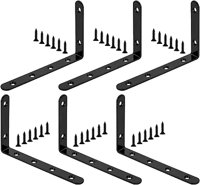 6 Pcs L Brackets Black Corner Brace Corner Bracket Heavy Duty Shelf Brackets • $13.66