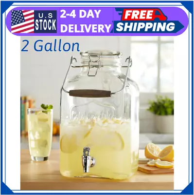 Better Homes & Gardens 2 Gallon Glass Beverage Dispenser With Glass Clamp Lid • $15.94