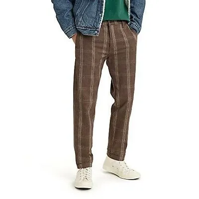 Levi's XX Chino Standard Taper Fit Men's Brown Stretch Plaid Pants 32x30 NEW • $45.99