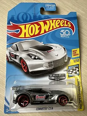 2018i Hot Wheels CORVETTE C7.R #1/10 ✰Silver  SUMMIT✰SPEED GRAPHICS • $2