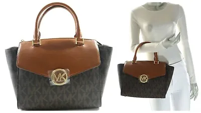 Michael Kors Hudson Large PVC Signature Leather Satchel In Brown NWT$398.00 • $149.90