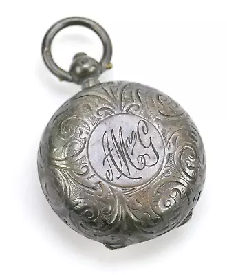 Antique Victorian Sterling Silver Ornate Coin Holder Locket Necklace Pendant • $20.25