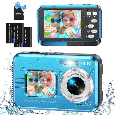 Waterproof Digital Camera Underwater Camera For Snorkeling 4K UHD 48MP Cameras • $63.93