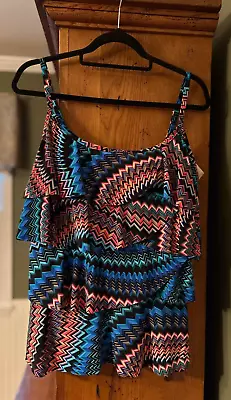 MIRACLESUIT Tankini Bathing Swim Suit Tiered Top Ruffle Soft Cup 16 NWOT • $50.99