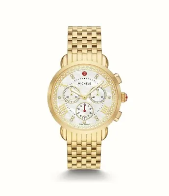 New Michele Sport Sail Gold Diamond Stainless Steel Ladies Watch MWW01C000143 • $2316.76