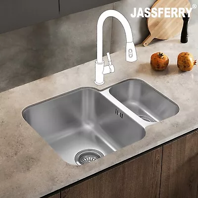 JASSFERRY Undermount Stainless Steel Kitchen Sink 1.5 Square Bowl 580 X 440 Mm • £68.39