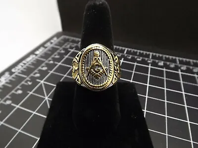 Anodized Gold Plated Stainless Steel Enamel Blue Lodge Freemason Masonic Ring • $44