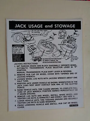 1971 Late Ford Mustang Jacking Instructions - Space Saver Wheel  • $8.25