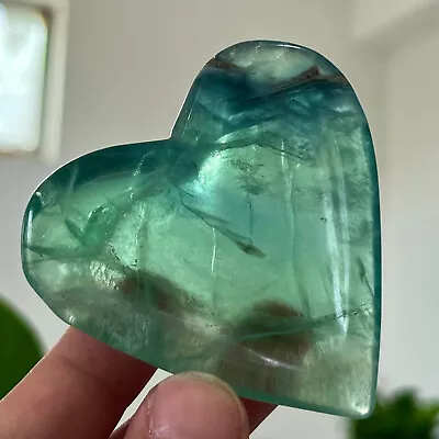 75G Natural Color Fluorite Crystal Carving Heart Shaped Bowl Restoration • $26
