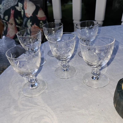 $36 • Buy Crystal Sherry Glass, Set Of 6, Vintage