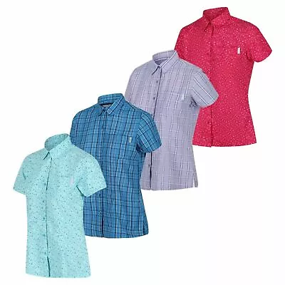 £4.99 • Buy Regatta Jenna II Womens Golf Button Cotton Short Sleeve Check Shirt Top RRP £25