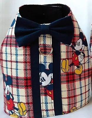 Mickey Mouse Dog Harness Vest W Bow Tie Small Chest 11 -13  Handmade By Me RTS  • $22.97