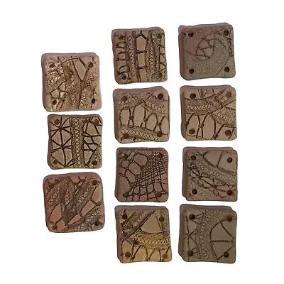 Clay Stone Craft Tiles 11 Square 1 In Mosaic Art Buttons Textured Brown Natural • $19