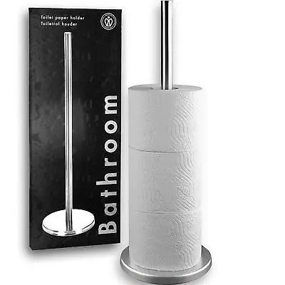 £7.89 • Buy Freestanding Toilet Roll Holder Paper Tissue Bathroom Storage Stainless Steel
