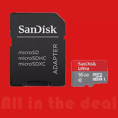 SanDisk 16GB 16 GB Ultra Micro SDHC Class 10 Memory SD Card  MicroSD • $7.95