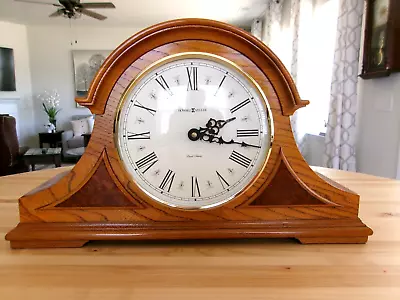 Howard Miller Oak Mantel Clock Dual Chime Burton Model 635-106 • $85