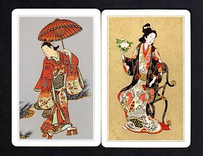 Vintage Swap/Playing Cards - Japanese Ladies On Gold & Silver Pair • $1.28