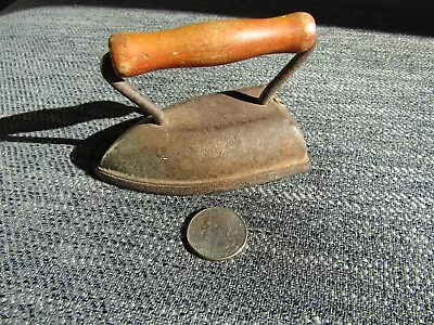 Miniature Antique SAD IRON Cast Iron Salesman Sample Wood Handle • $12.75