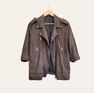 Acne Studios Leather Jacket Biker Smith Moto Jacket Size XS Brown • £65