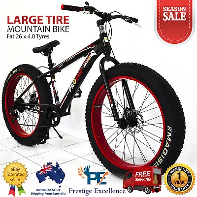 26  Mens Mountain Bike Heavy Duty Large Fat Tyre Bicycle Red Black Alloy 7-Speed • $1142.70