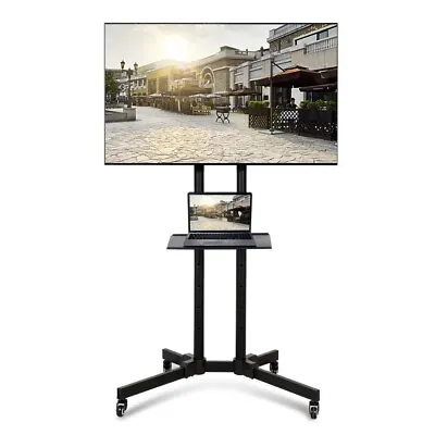 Mobile TV Stand Cart Mount With Pulley Tray Camera Bracket For 32-70 In Screen • £43.99