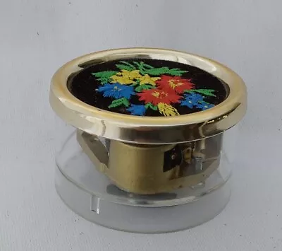 Embroidery Flowers Swiss Made Round Acrylic Music Box Laura's Theme Dr. Zhivago • $24.95