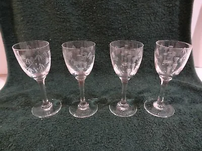 Vintage Set  4 Sasaki BAMBOO Etched 4  Cordials Glass Noritake Mid Century MCM • $17.91