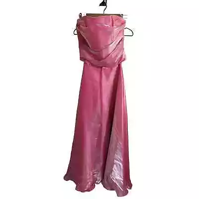 Y2K Pink Iridescent Shimmer Beaded Prom Pageant Dress Evening Gown Sz M Aspeed • $36