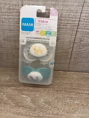 MAM Original Pacifier 2 Pack Age 16+ Months New Blue Zebra/ Cheetah Free Ship • $10.95