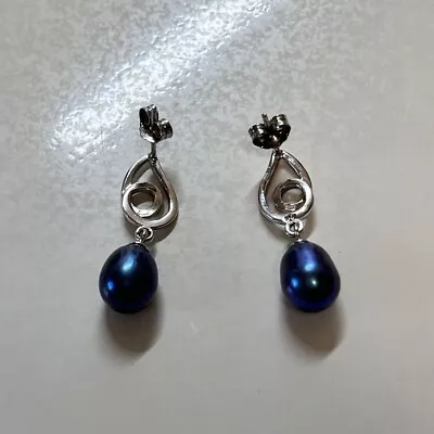 Na Hoku Tahiti Pearl Earings Blue Silver Hawaiian Jewelry Used • $297