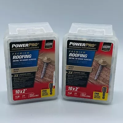 Power Pro Roofing Screws #10x2” Metal To Wood Ivory Washer (2 Pk Of 77 Pcs Each) • $29.95