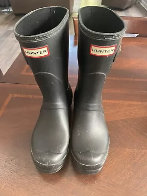 Women's Hunter Original Back Dark Adjustable Short Waterproof Rain Boots Size 8 • $25.99