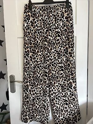 Marks & Spencer Wide Leg Leopard Print Trouser 14R Elasticated Waist • £6