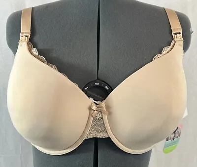 NWT Q-T Intimates Underwire Molded Nursing Bra 42DD La Leche League Color Tan • $19.99