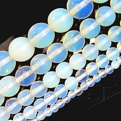 White Opalite Round Loose Beads 15  4 6 8mm 10 12mm Jewelry Making Wholesale • $4.49