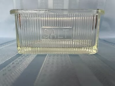 Vintage Ribbed Hoosier Clear Glass Salt Box • $39.99