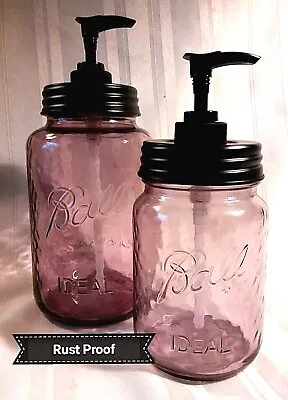 BALL SOAP & LOTION Dispenser ~ RUST-Resistant ~ BLACK & PINK Mason Jar GIFT • $5.99