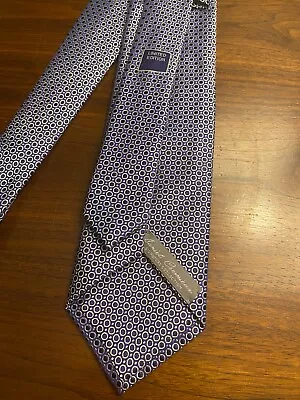 DANIEL CREMIEUX SIGNATURE Mens Blue GEOMETRIC Silk 7-FOLD Tie Italy Limited • $40