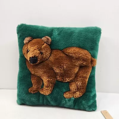 Brown Bear Throw Pillow 3D Green Background 11  X 11  X 4  Hunting Cabin Cozy • $18.99