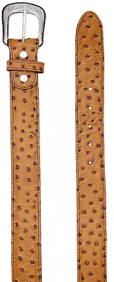 Men's/Women's Western Handcrafted Ostrich Print Genuine Leather Belt In Honey • $39