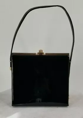 La Terre Fashion Retro Black Patent Handbag Purse Adjustable Strap • $44.99