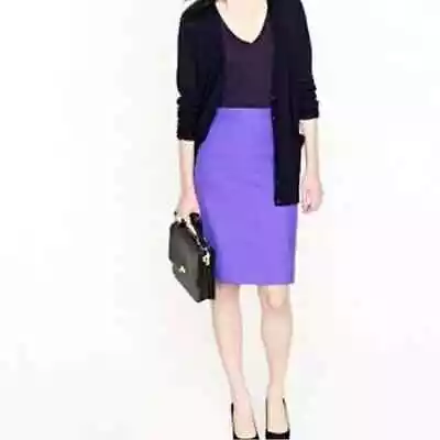 J. Crew No. 2 Stretch Pencil Skirt Sleek Fitted Mini Pleated Zip Purple Size 00 • $25