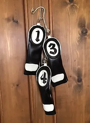 Vintage Golf Club Head Covers 1 3 4 Faux Leather Father’s Day Man Cave Decor! • $47