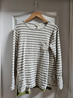 Women's Matilda Jane Green And Cream Striped Sweater Size Medium • $11