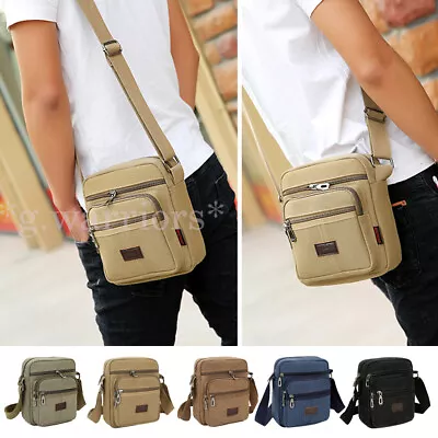 Retro Men's Canvas Shoulder Messenger Bag Crossbody Satchel Travel Man's Bags • £8.95