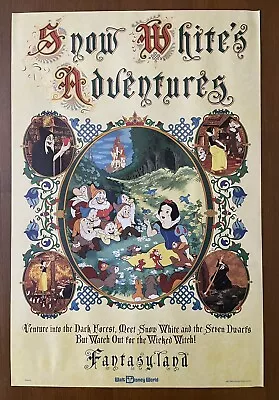 Authenitc Disney Poster Fantasyland Snow White 18x12 VTG Princess Archival 1983 • $29.95