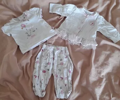 Zip Zap Baby Girl 3 Peice Outfit Bundle Baby Girl 3-6 Months Ballerina Elephant • £3