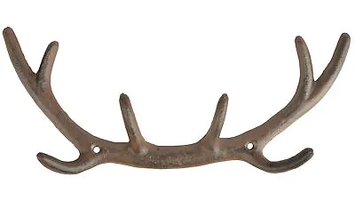 Cast Iron Antler Coat Rack Rural Indoor Outdoor Heavyweight Wall Mounted Hooks • £8.99